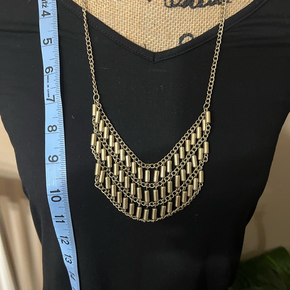Premier Designs Gold Statement Necklace Layered Geometric